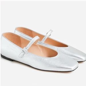 J.Crew Silver Anya Mary Jane Flats 7